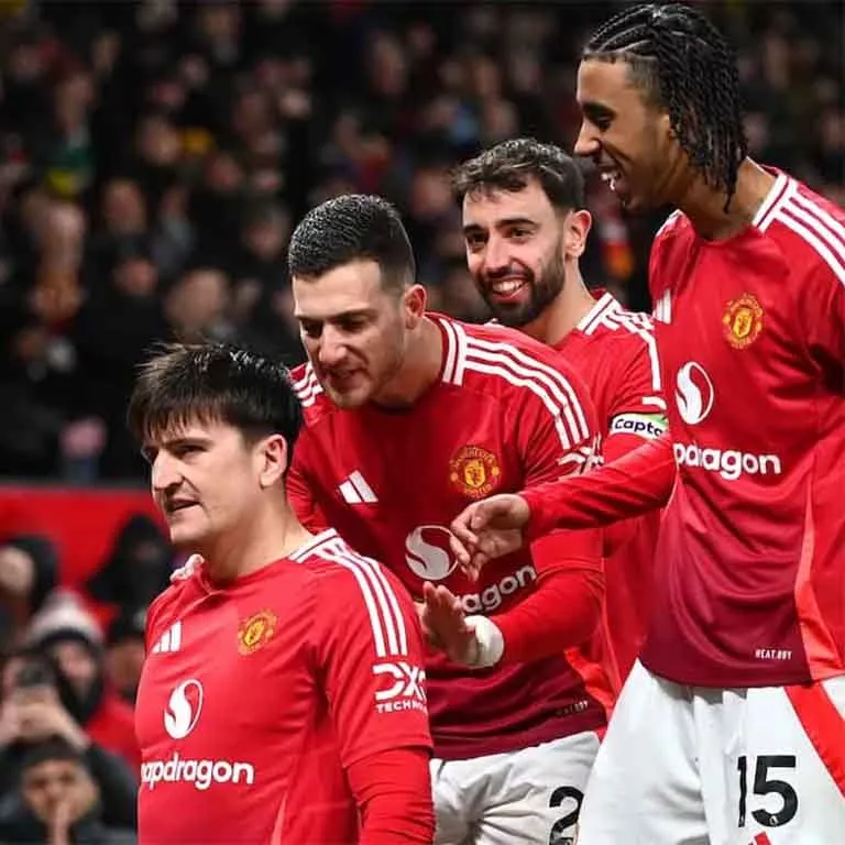 Jugadores del Manchester United celebrando victoria ante Ipswich