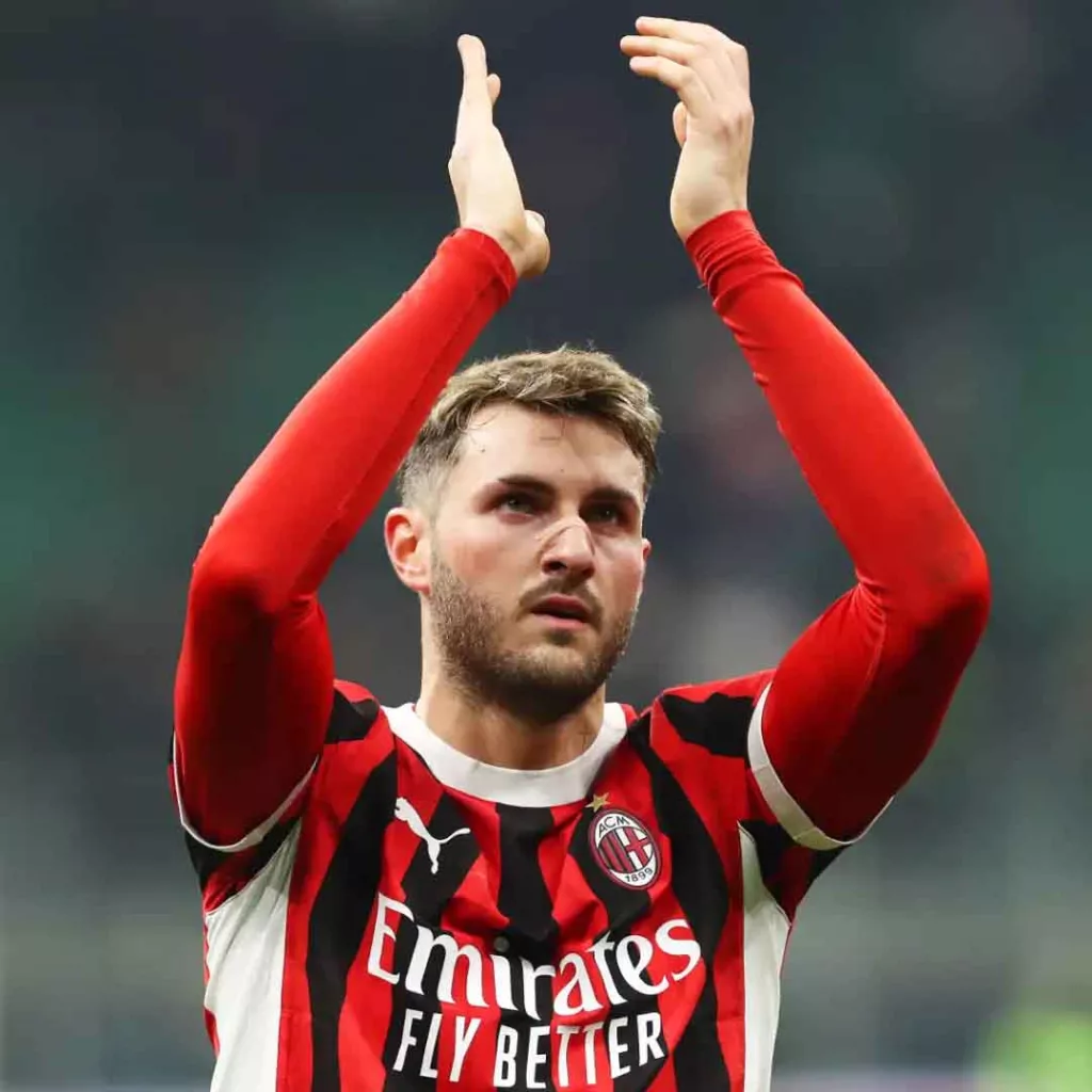 AC Milan's Santiago Gimenez celebrates victory over AS Roma