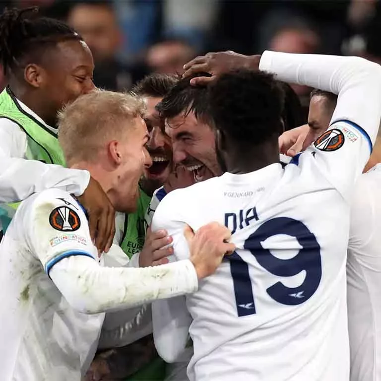 Jugadores de Lazio celebrando